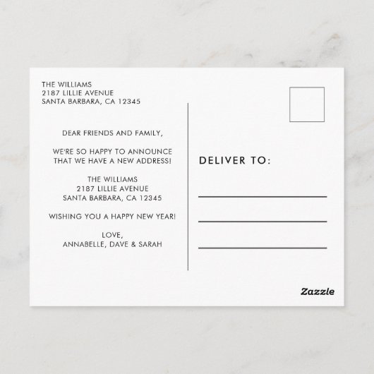 New Year New Home Photo Moving Announca Briefkaart (Achterkant)