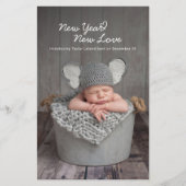 New Year New Love Baby Photo Announge Kaart (Voorkant)