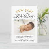 New Year New Love Birth Foto Aankondiging (Staand voorkant)