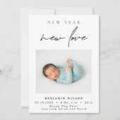 New Year New Love Photo Birth Aankondiging (Voorkant)