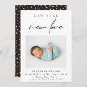 New Year New Love Photo Birth Aankondiging (Voorkant / Achterkant)