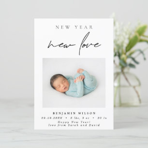 New Year New Love Photo Birth Aankondiging