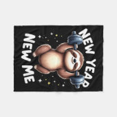 New Year New Me Funny Fitness Workout Gym Sloth We Fleece Deken (Voorkant (Horizontaal))