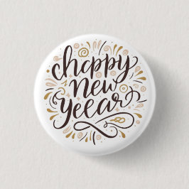 NEW YEAR New START , Happy New Years Ronde Button 3,2 Cm