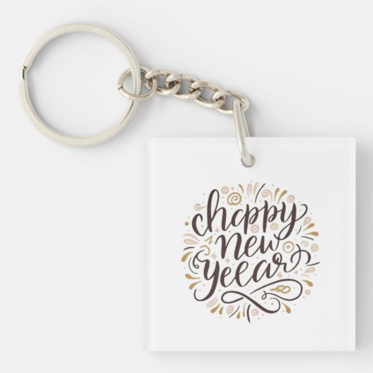 NEW YEAR New START , Happy New Years Sleutelhanger (voorkant)