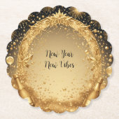 New Year New Vibes Liquid Gold Midnight Champagne Kartonnen Onderzetters (Voorkant)