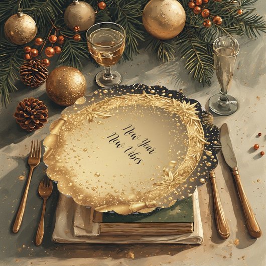 New Year New Vibes Liquid Gold Midnight Champagne Kartonnen Onderzetters