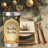 New Year New Vibes Midnight Gold Champagne Sparkle Geïsoleerde Drinkbeker