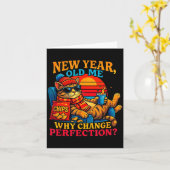 New Year Old Me Funny Cat Retro Lazy Meme Gift  Kaart (Gele Bloem)