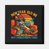 New Year Old Me Funny Cat Retro Lazy Meme Gift  Magneet (Voorkant)