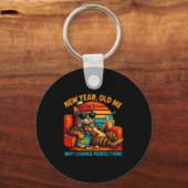 New Year Old Me Funny Cat Retro Lazy Meme Gift  Sleutelhanger (Voorkant)