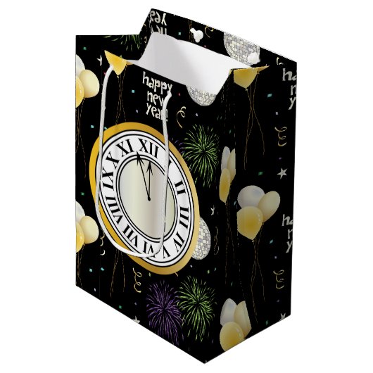 New Year Party Balloons  Medium Cadeauzakje (Voorkant Gekanteld)