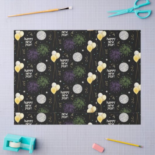 New Year Party Balloons Wrapping Paper Tissuepapier (Craft)
