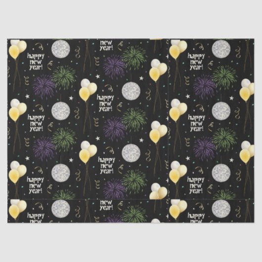 New Year Party Balloons Wrapping Paper Tissuepapier (Voorkant)