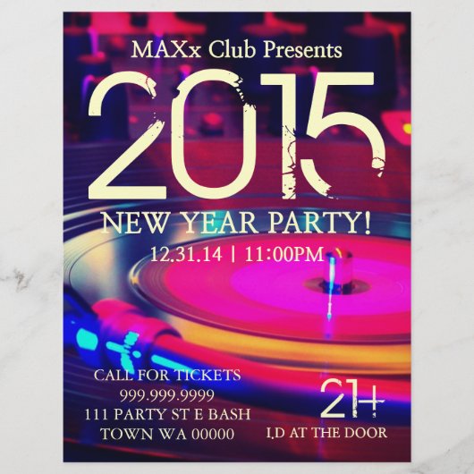 New Year Party Event Announge DJ CLUB Flyer (Voorkant)