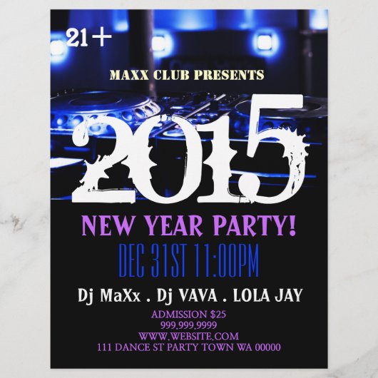 New Year Party Event Announge DJ CLUB Flyer (Voorkant)