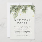 New Year Party Invitation | Pine Branch Festive  Kaart (Voorkant)