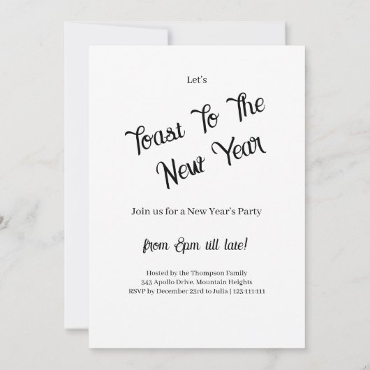 New Year Party Kaart (Achterkant)