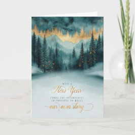 New Year Pine Forest Write Our Own Story Feestdagen Kaart