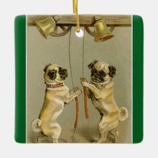 New Year Pugs Ringing Bells Ornament