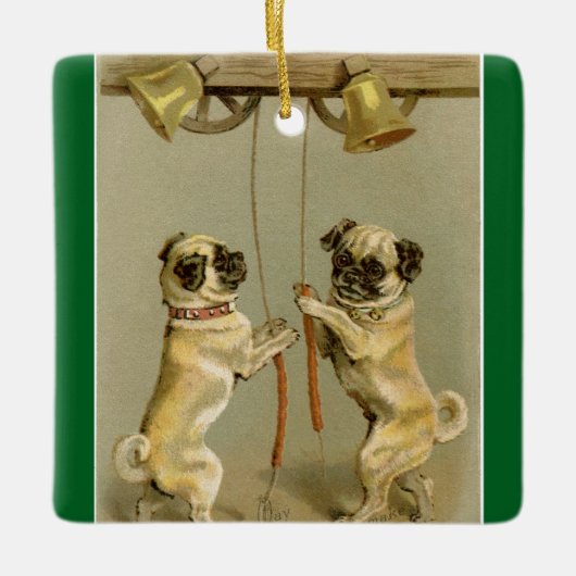 New Year Pugs Ringing Bells Ornament (Voorkant)