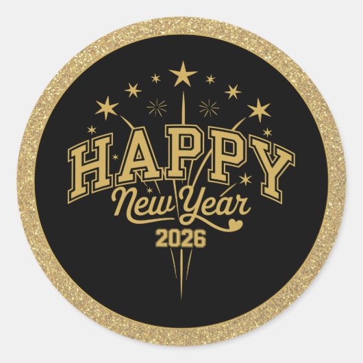 New Year Ronde Sticker (Voorkant)
