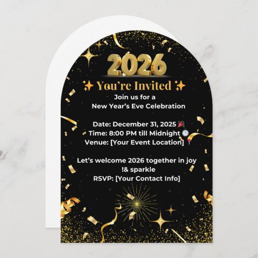  New Year’s Eve Celebration Invitation Kaart (Voorkant / Achterkant)