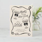 New Year’s Eve Hand Drawn Party Invite Kaart (Staand voorkant)