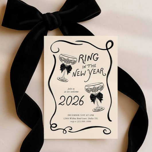 New Year’s Eve Hand Drawn Party Invite Kaart