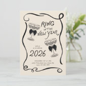 New Year’s Eve Hand Drawn Party Invite Kaart (Staand voorkant)