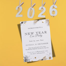 New Year’s Eve Party Invitation | Festive Gold Kaart