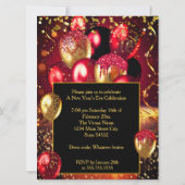 New Year’s Eve Party Red Gold Champagne Streamers Kaart (Achterkant)