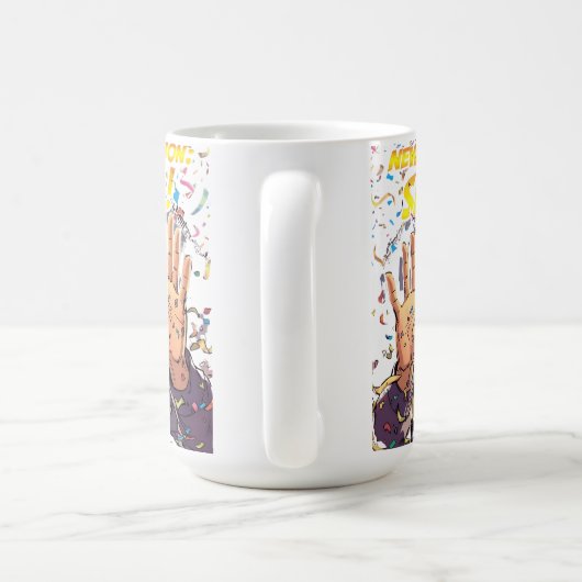 New Year’s Mission: Survival! Funny Comic Characte Koffiemok (Handvat)