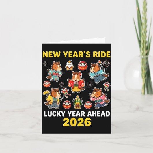 New Year’s Ride 2026 Cute Zodiac Celebration Graph Kaart (Voorkant)