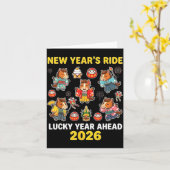 New Year’s Ride 2026 Cute Zodiac Celebration Graph Kaart (Gele Bloem)