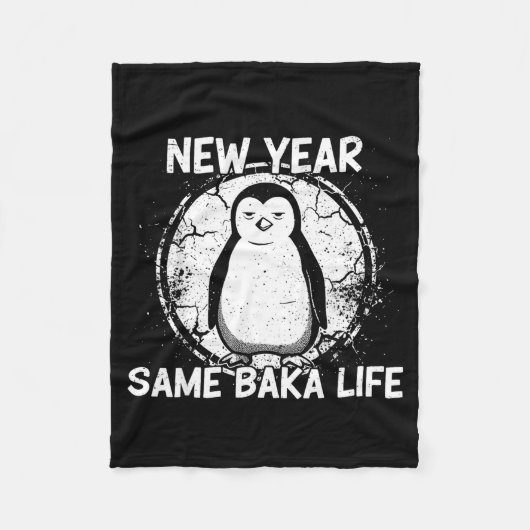 New Year Same Baka Life Baka Penguin Fleece Deken (Voorkant)