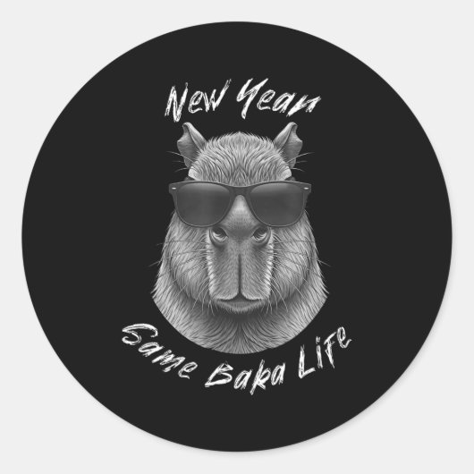 New Year Same Baka Life Capybara Joke  Ronde Sticker (Voorkant)