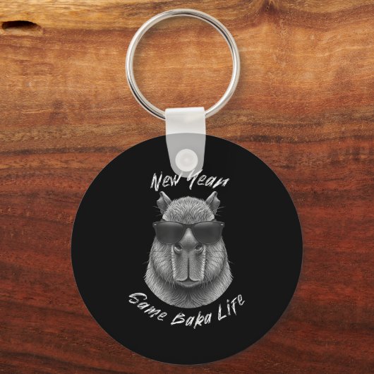 New Year Same Baka Life Capybara Joke Sleutelhanger (Voorkant)