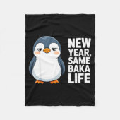 New Year Same Baka Life Funny Penguin Anime Style Fleece Deken (Voorkant)