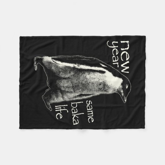 New Year Same Baka Life Funny Penguin  Fleece Deken (Voorkant (Horizontaal))