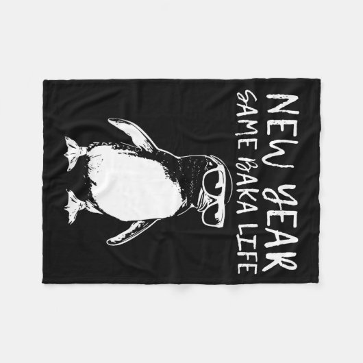 New Year Same Baka Life Funny Penguin Joke Fleece Deken (Voorkant (Horizontaal))