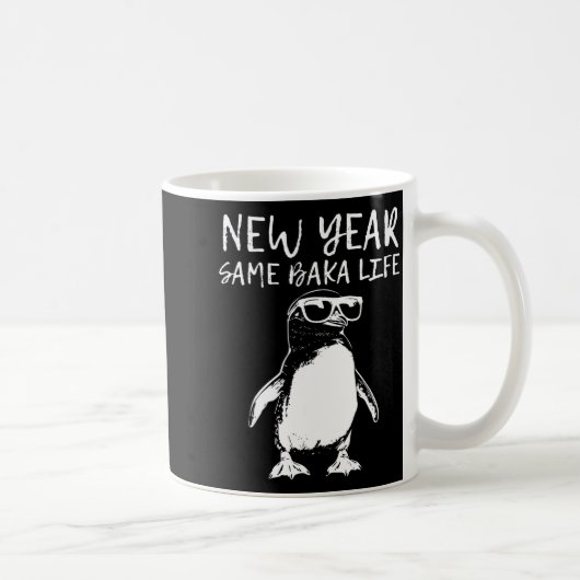 New Year Same Baka Life Funny Penguin Joke  Koffiemok (Rechts)