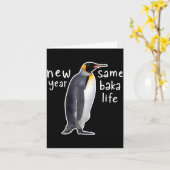 New Year Same Baka Life Funny Penguin  Kaart (Gele Bloem)