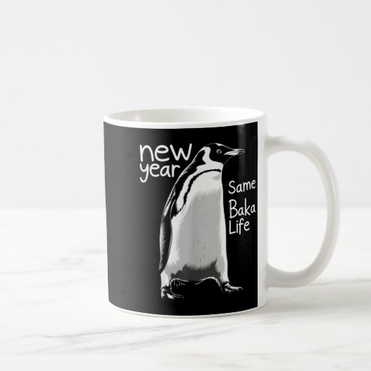 New Year Same Baka Life Penguin Funny Joke Sarcast Koffiemok (Rechts)