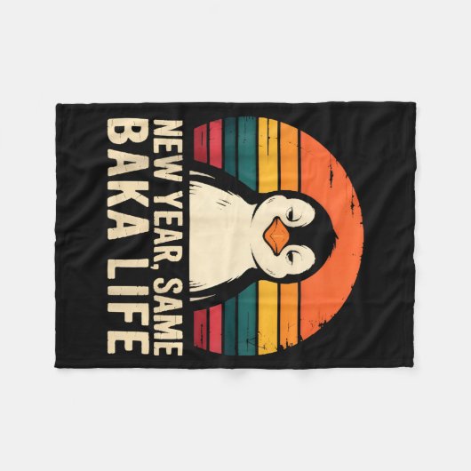 New Year Same Baka Life Penguin Joke Fleece Deken (Voorkant (Horizontaal))