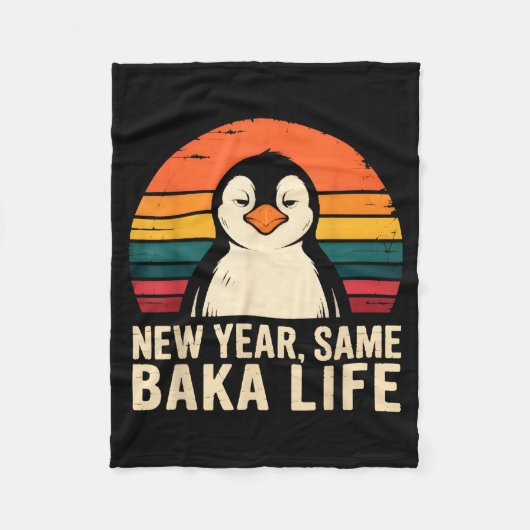 New Year Same Baka Life Penguin Joke Fleece Deken (Voorkant)