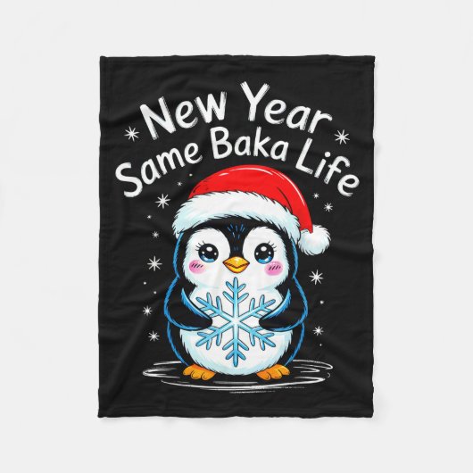 New Year Same Baka Life Penguin Joke Fleece Deken (Voorkant)