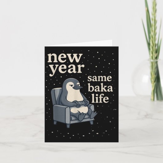 New Year Same Baka Life Penguin Joke Gaming Video  Kaart (Voorkant)