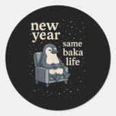 New Year Same Baka Life Penguin Joke Gaming Video  Ronde Sticker (Voorkant)