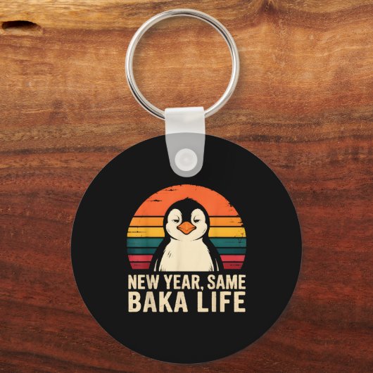 New Year Same Baka Life Penguin Joke  Sleutelhanger (Voorkant)
